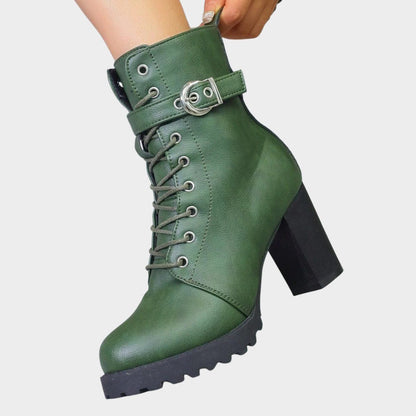 Willelma Block Heel Combat Ankle Boots, Lace-Up