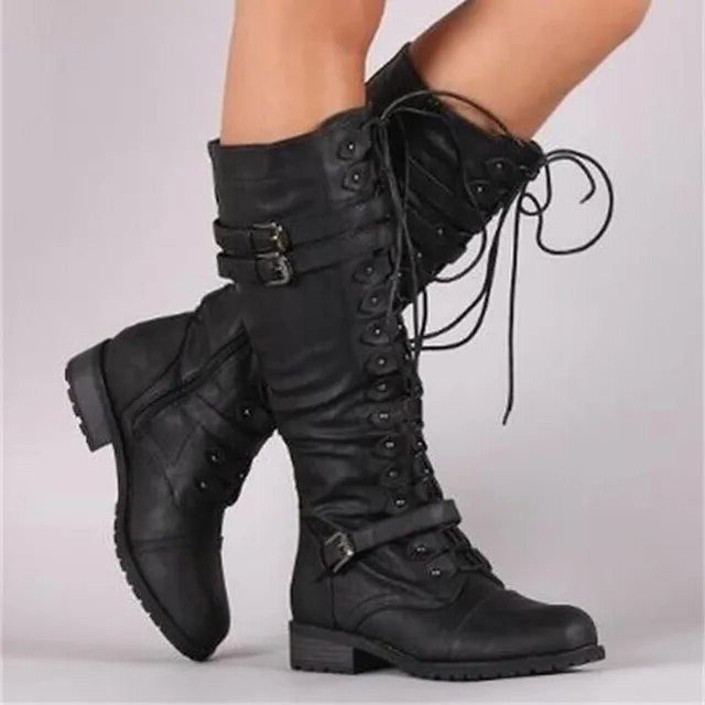 Bertille Lace-Up Knee-High Boots for Autumn