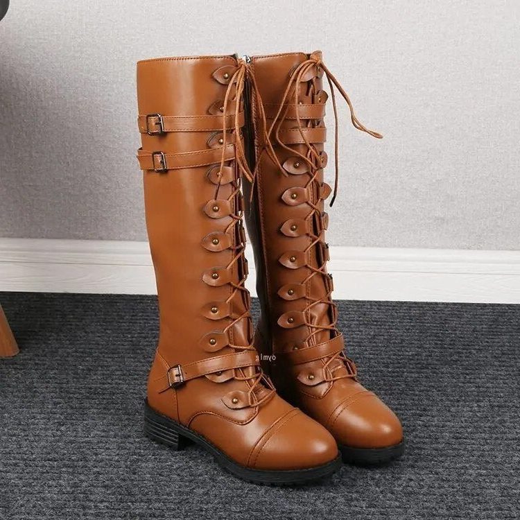 Bertille Lace-Up Knee-High Boots for Autumn