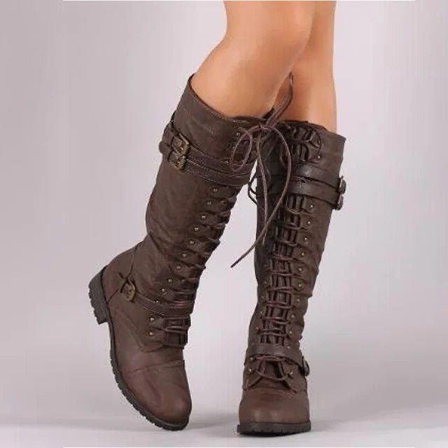Bertille Lace-Up Knee-High Boots for Autumn