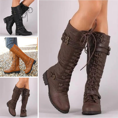 Bertille Lace-Up Knee-High Boots for Autumn
