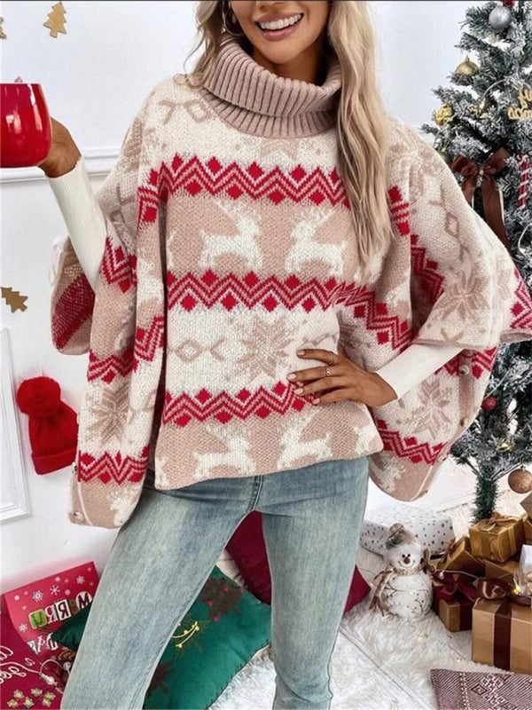 Rosia Oversized Reindeer Turtleneck Sweater