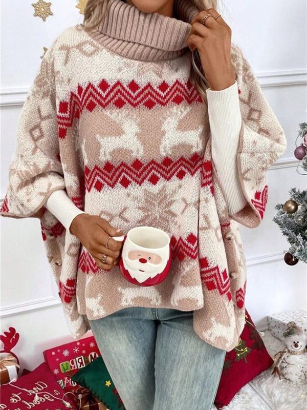 Rosia Oversized Reindeer Turtleneck Sweater