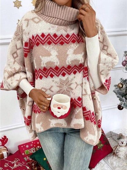 Rosia Oversized Reindeer Turtleneck Sweater