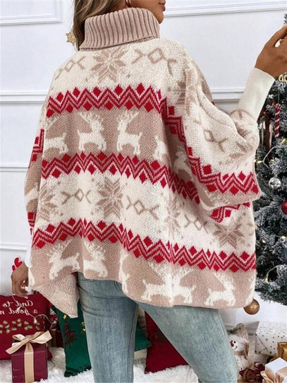 Rosia Oversized Reindeer Turtleneck Sweater