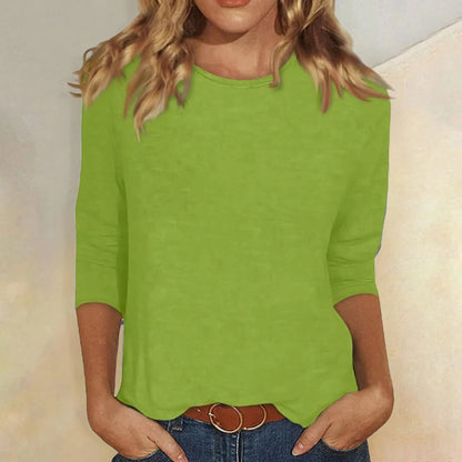 Donella Crew Neck Top with Three-Quarter Sleeves