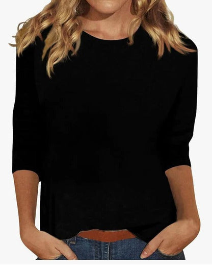 Donella Crew Neck Top with Three-Quarter Sleeves