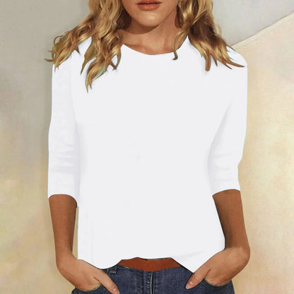 Donella Crew Neck Top with Three-Quarter Sleeves