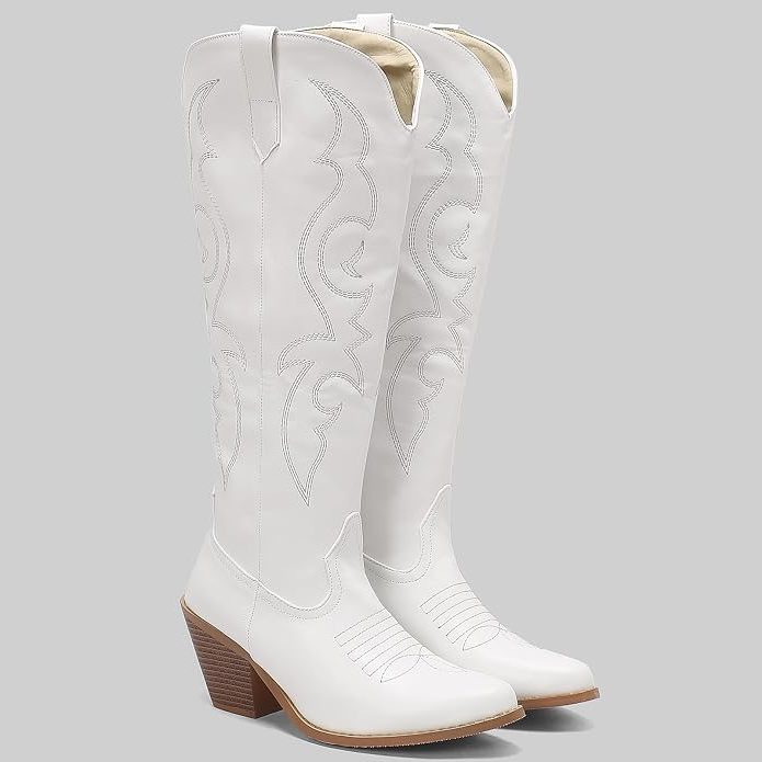Gisla Western Calf High Boots for Concerts, Pointed Toe