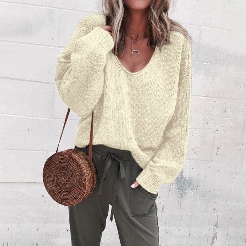 Philippa Oversized Knit Sweater with V-Neck