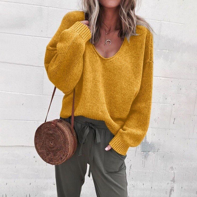 Philippa Oversized Knit Sweater with V-Neck