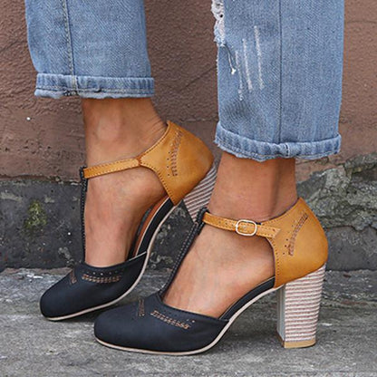 Herdis Block Heel T-Strap Mary Jane Heels