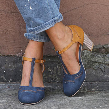 Herdis Block Heel T-Strap Mary Jane Heels