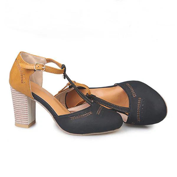Herdis Block Heel T-Strap Mary Jane Heels