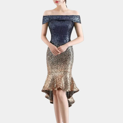Armide Sequin Off-Shoulder Midi Dress for Galas