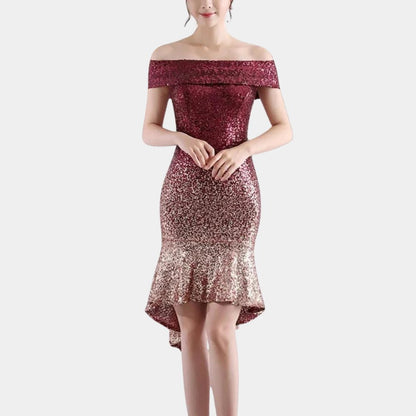 Armide Sequin Off-Shoulder Midi Dress for Galas