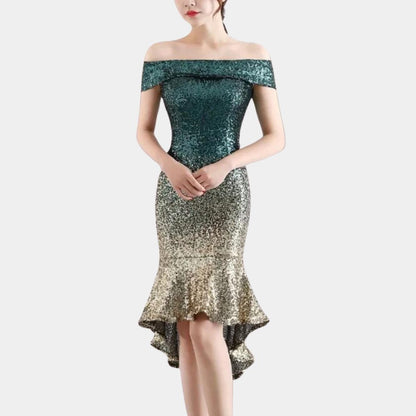 Armide Sequin Off-Shoulder Midi Dress for Galas