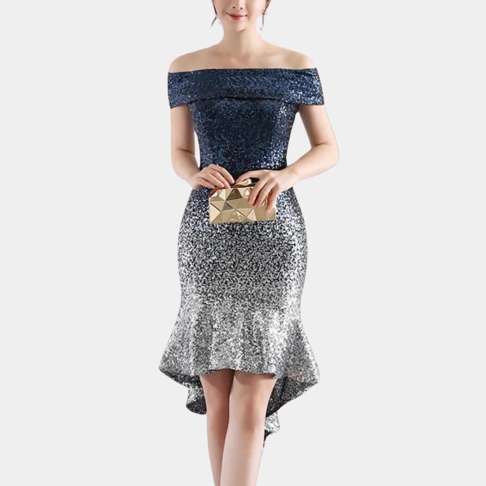 Armide Sequin Off-Shoulder Midi Dress for Galas