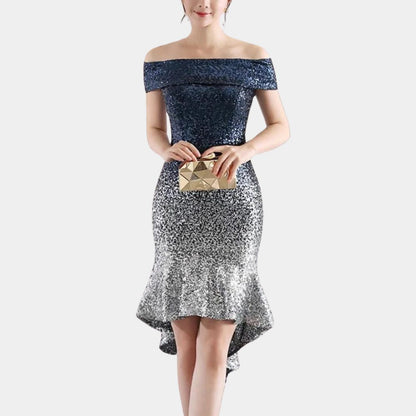 Armide Sequin Off-Shoulder Midi Dress for Galas