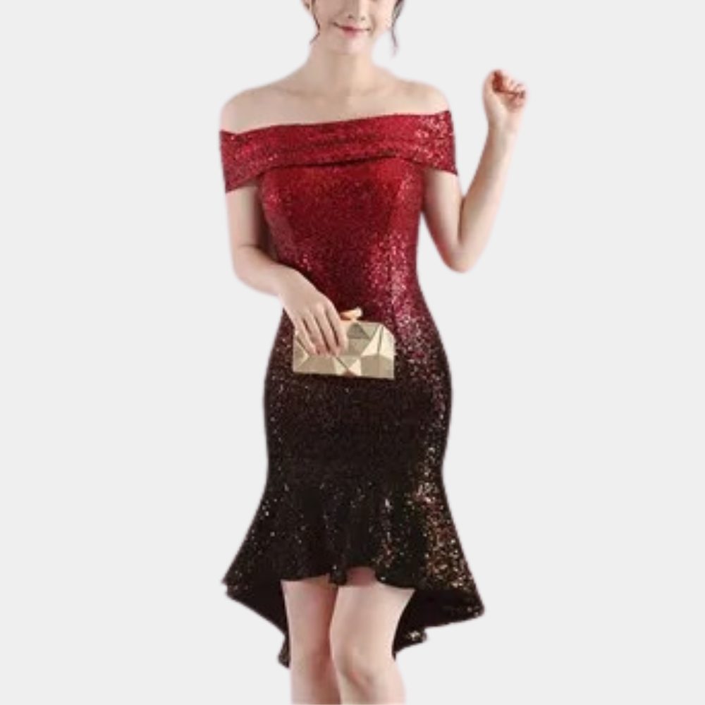 Armide Sequin Off-Shoulder Midi Dress for Galas