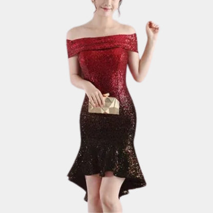 Armide Sequin Off-Shoulder Midi Dress for Galas