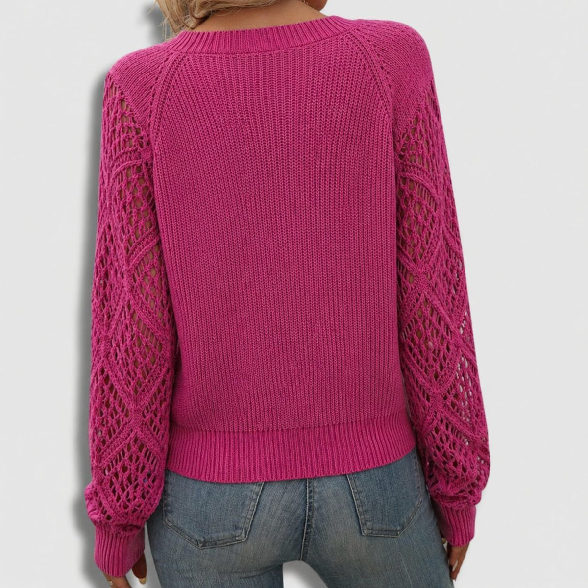 Cunissa Ribbed Knit Sweater with V-Neck