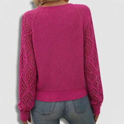 Cunissa Ribbed Knit Sweater with V-Neck