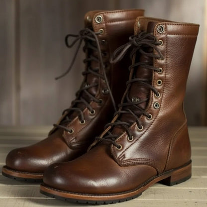 Nivelle Lace-Up Mid-Calf Boots for Autumn