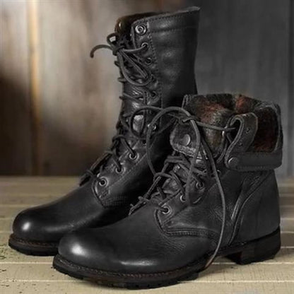 Nivelle Lace-Up Mid-Calf Boots for Autumn