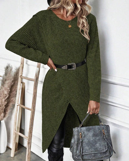 Edelinde Ribbed Knit Long Sweater Dress