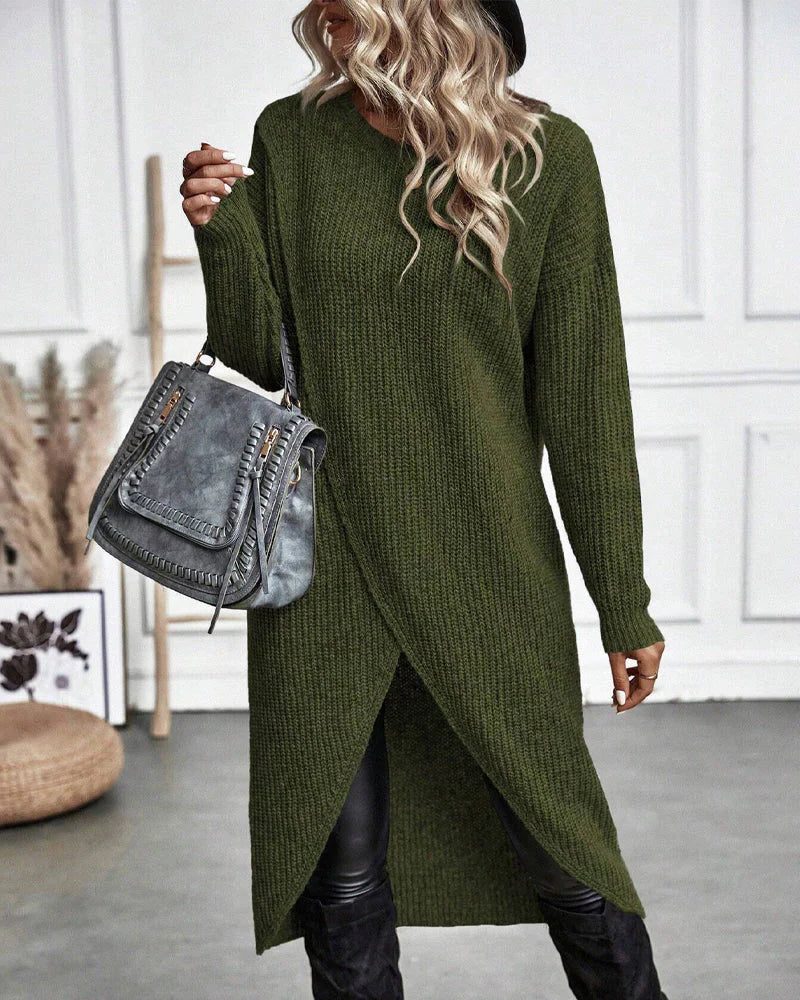 Edelinde Ribbed Knit Long Sweater Dress