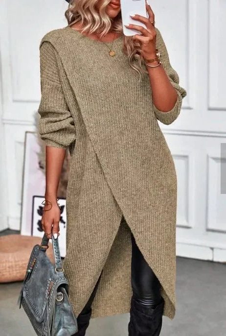 Edelinde Ribbed Knit Long Sweater Dress