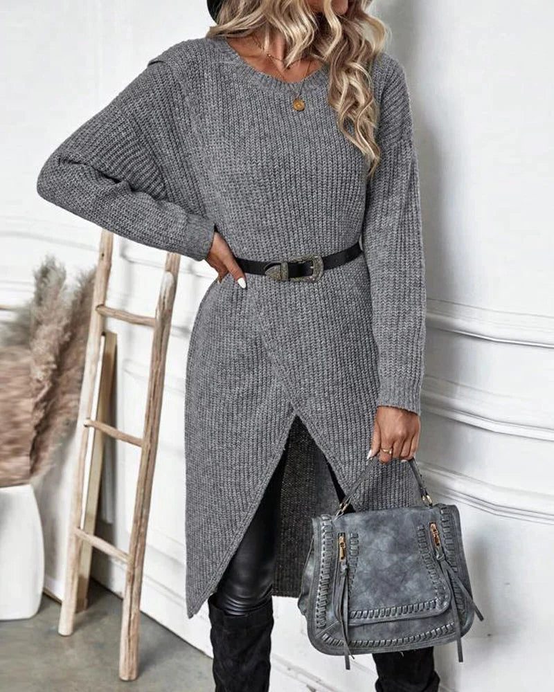 Edelinde Ribbed Knit Long Sweater Dress