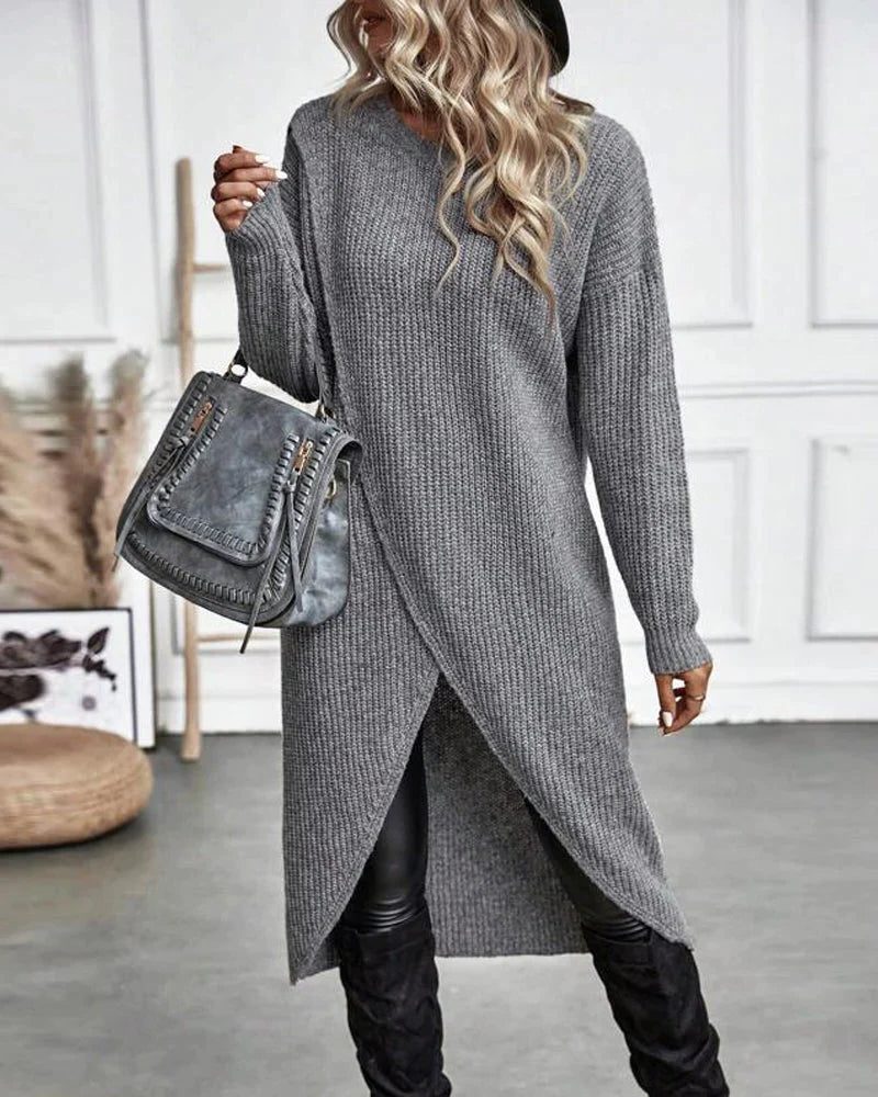 Edelinde Ribbed Knit Long Sweater Dress