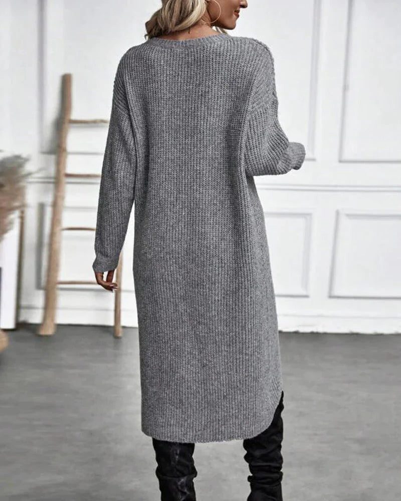 Edelinde Ribbed Knit Long Sweater Dress