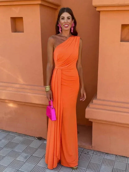 Isotta Wedding Guest One-Shoulder Maxi Dress