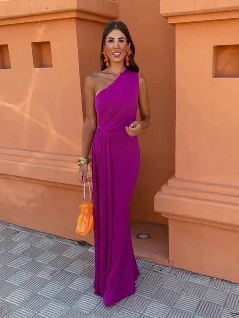 Isotta Wedding Guest One-Shoulder Maxi Dress