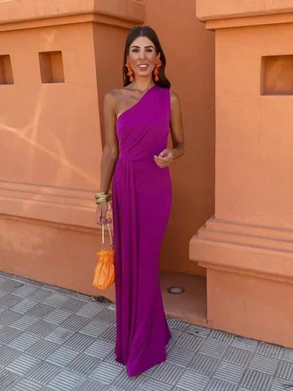 Isotta Wedding Guest One-Shoulder Maxi Dress