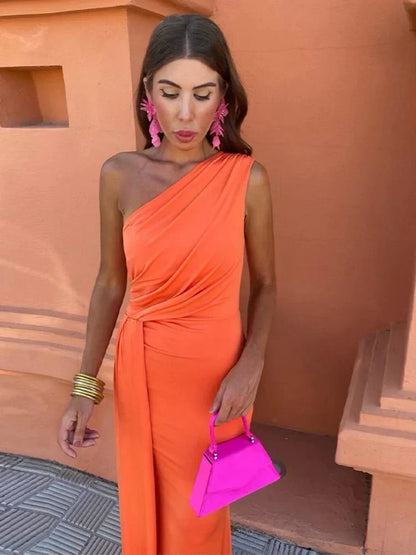 Isotta Wedding Guest One-Shoulder Maxi Dress