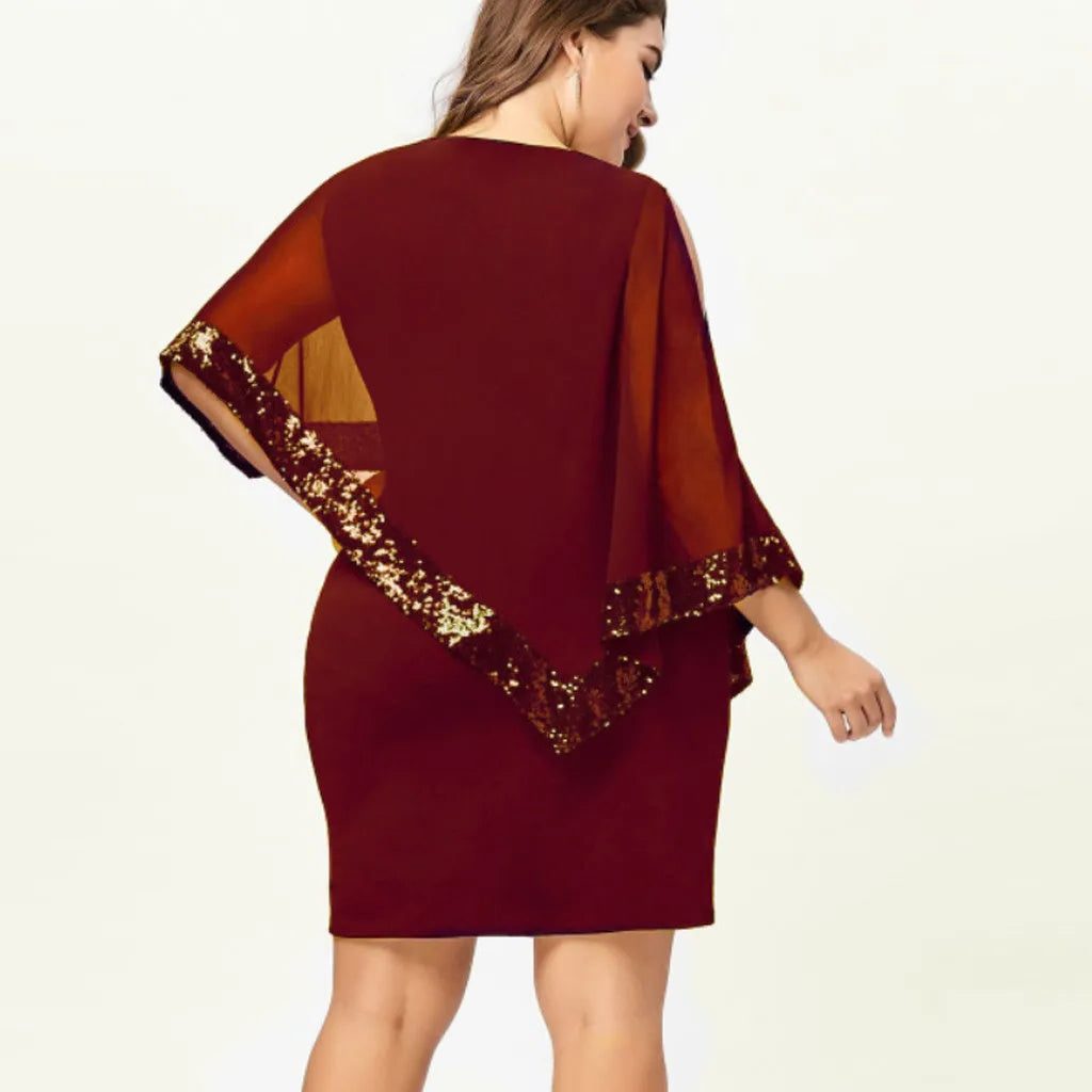 Radegonde Sequin Cold-Shoulder Midi Dress for Parties