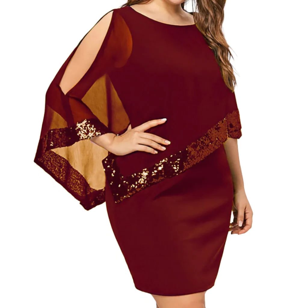 Radegonde Sequin Cold-Shoulder Midi Dress for Parties