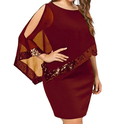 Radegonde Sequin Cold-Shoulder Midi Dress for Parties