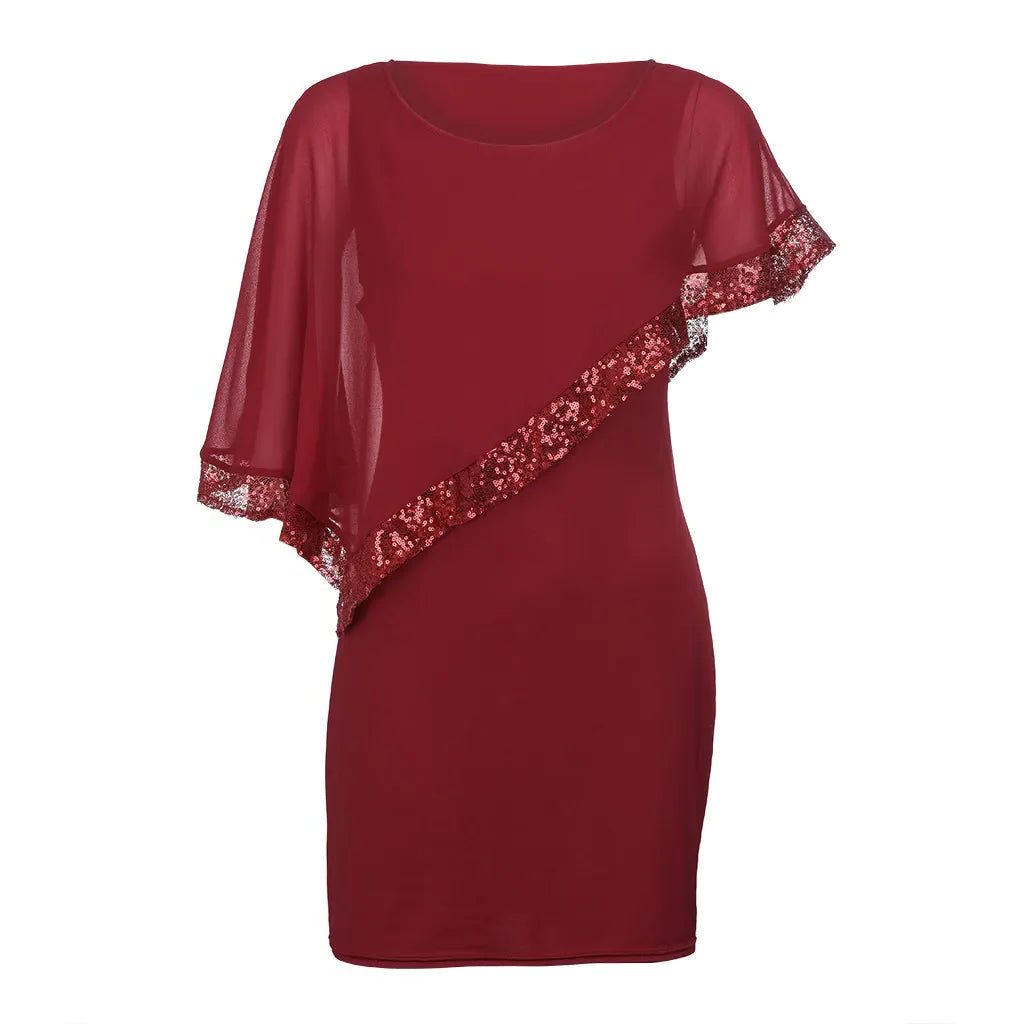 Radegonde Sequin Cold-Shoulder Midi Dress for Parties