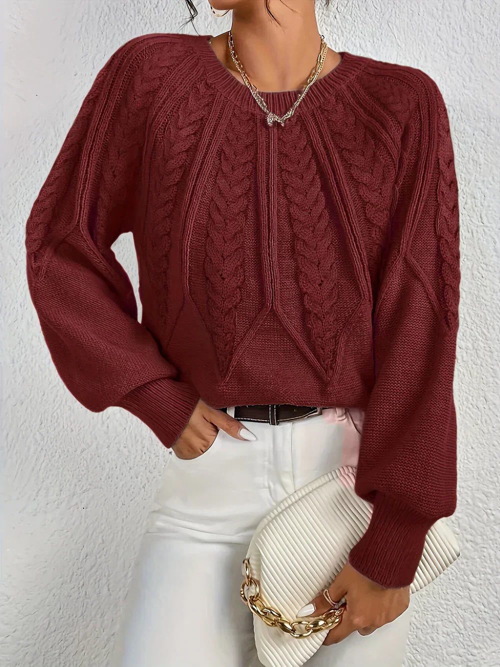 Argentine Cable Knit Crew Neck Sweater