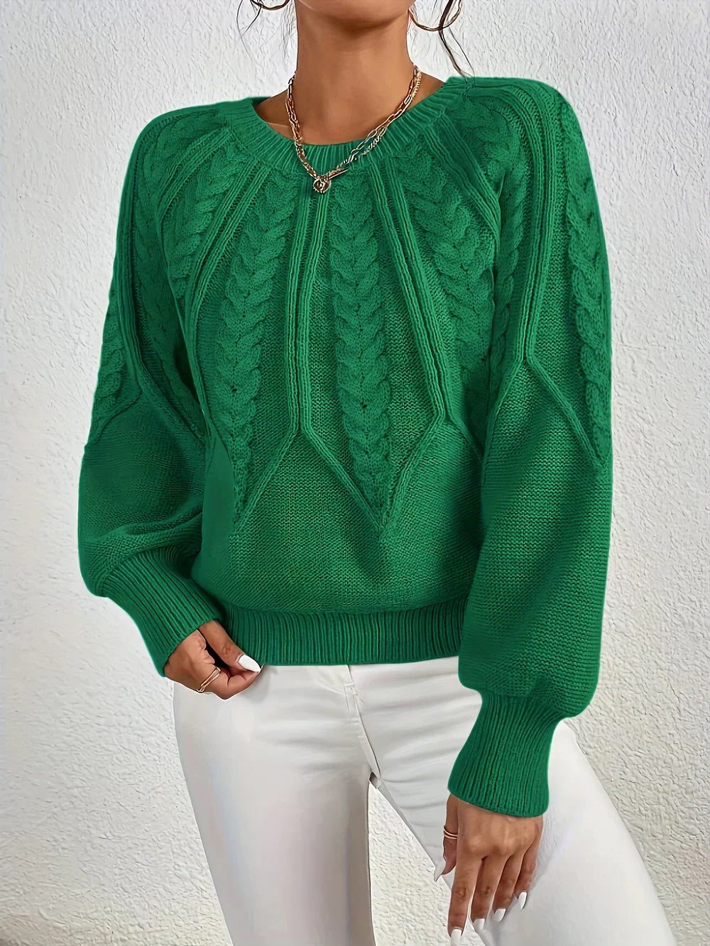 Argentine Cable Knit Crew Neck Sweater