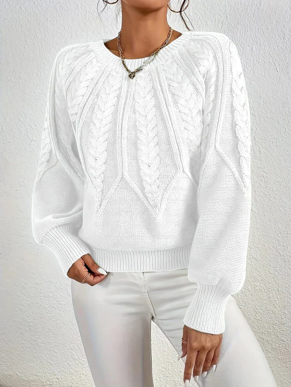 Argentine Cable Knit Crew Neck Sweater