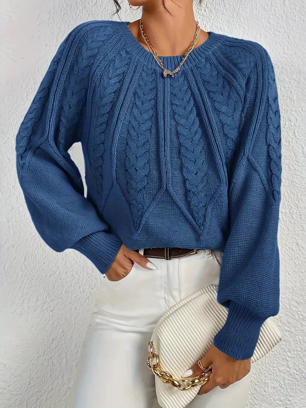 Argentine Cable Knit Crew Neck Sweater