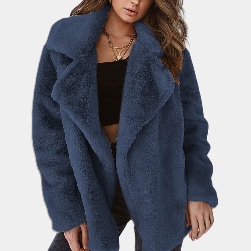 Gillian Oversized Plush Coat with Lapel