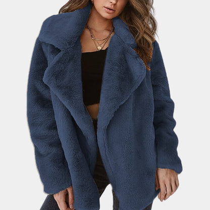 Gillian Oversized Plush Coat with Lapel