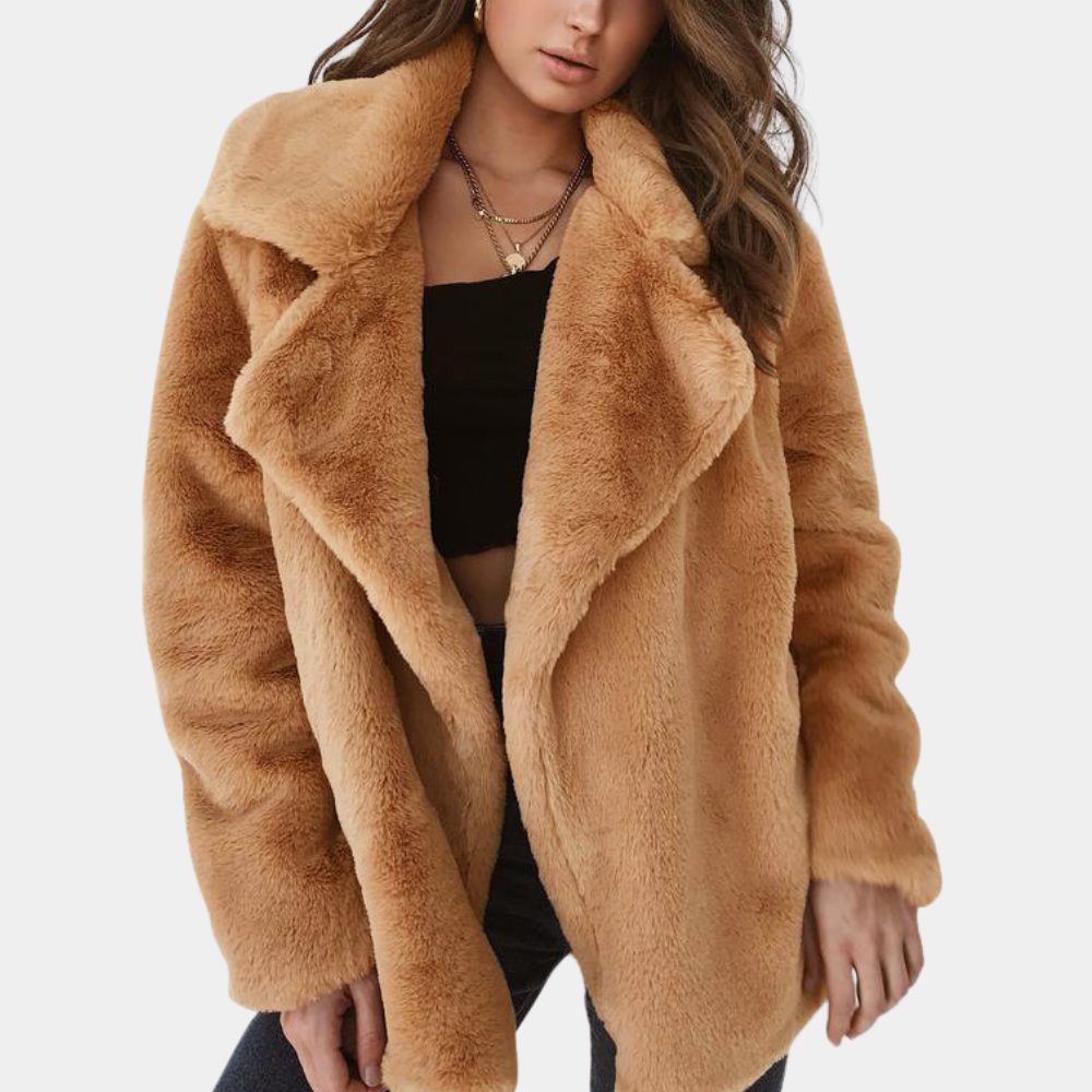 Gillian Oversized Plush Coat with Lapel